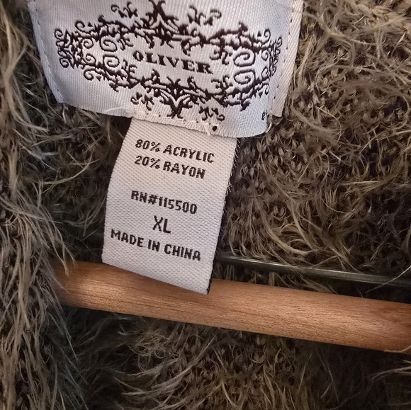 Oliver Eyelash Extra Soft Cardigan, Animal Print, Brown & Tan, Size: Large - Picture 2 of 5